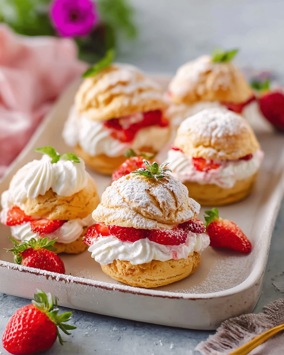 Strawberry Whipped Cream Puffs