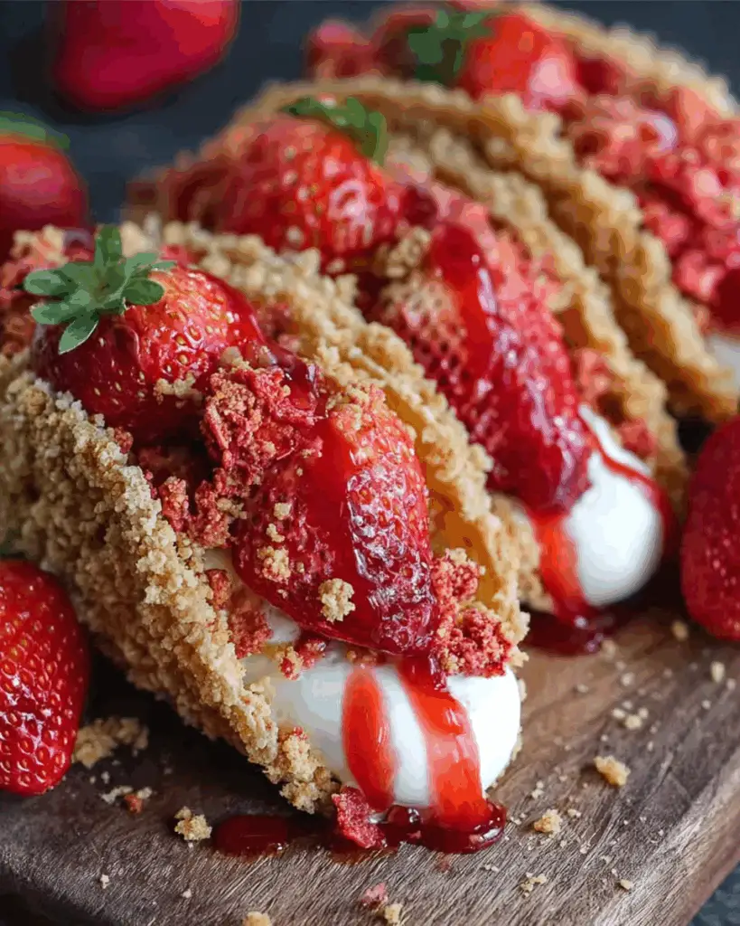 Strawberry Crunch Cheesecake Tacos