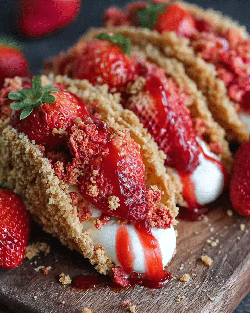 Strawberry Crunch Cheesecake Tacos