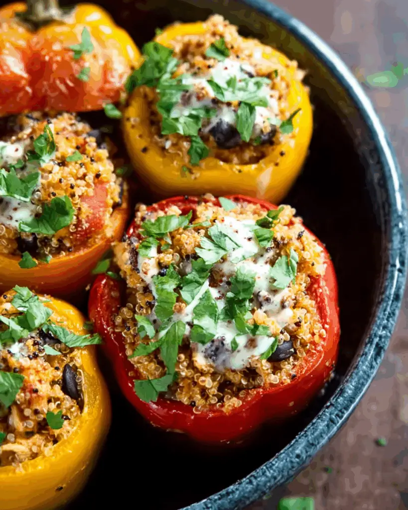 Crockpot Chicken Quinoa Stuffed Peppers