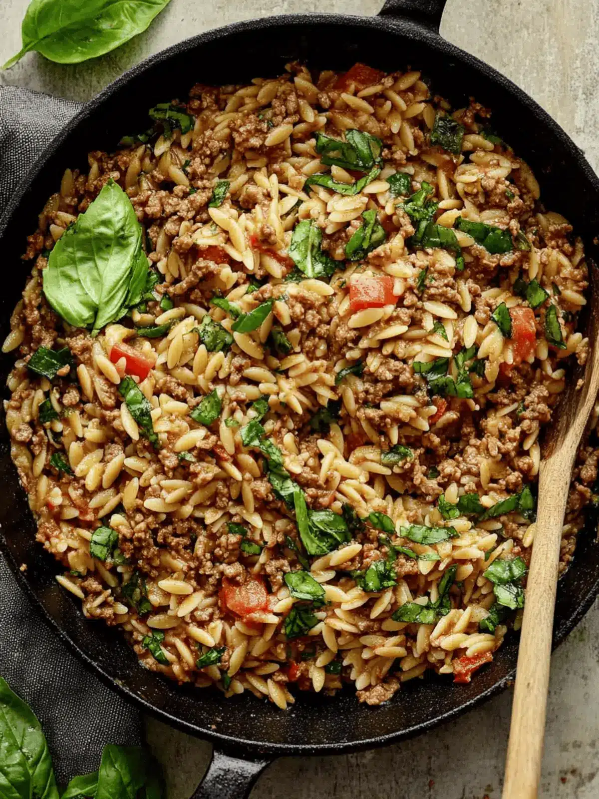 Ground Beef Orzo Skillet
