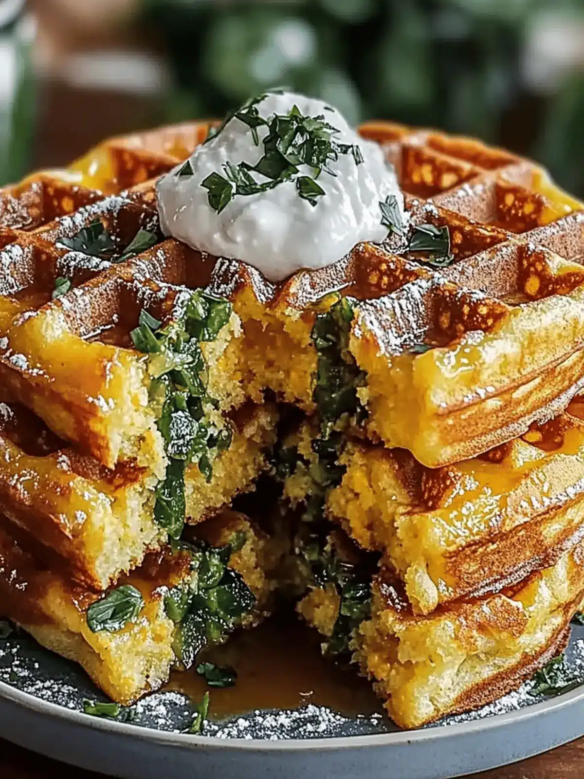 Cheddar Jalapeño Cornbread Waffles