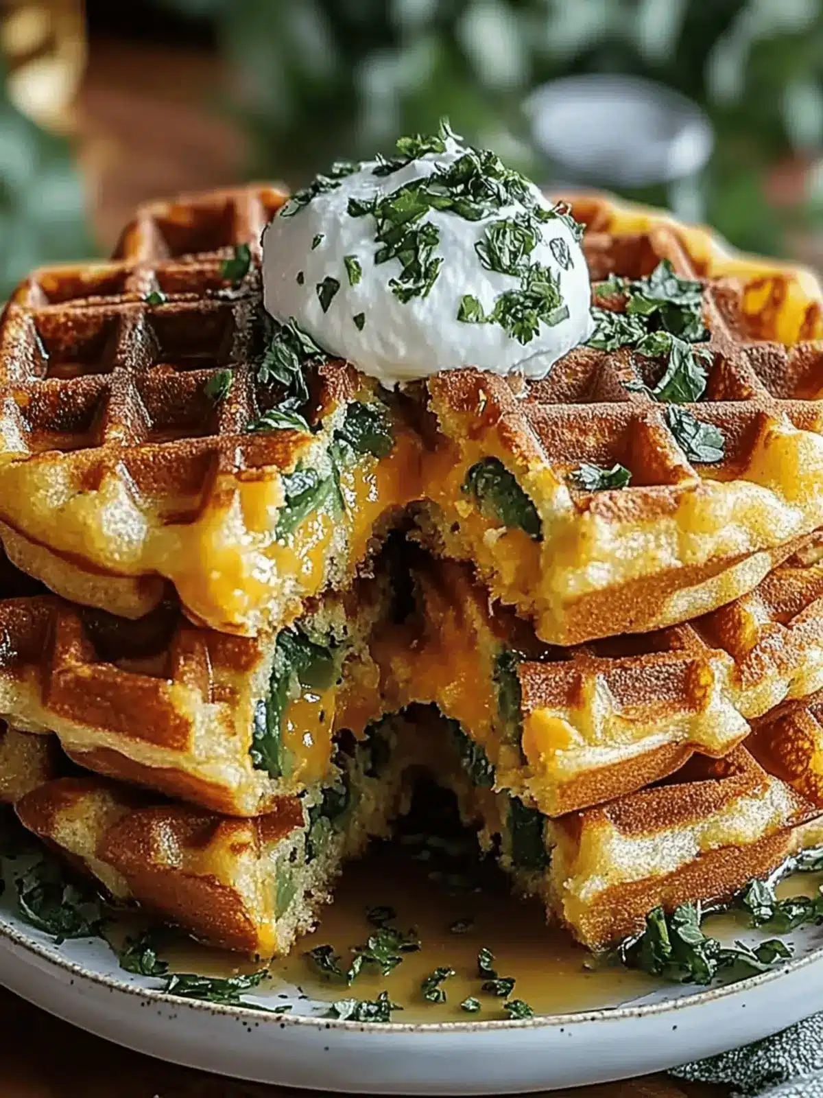 Cheddar Jalapeño Cornbread Waffles
