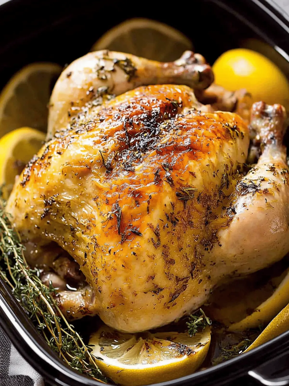 Lemon Garlic SLOW COOKER Roast Chicken