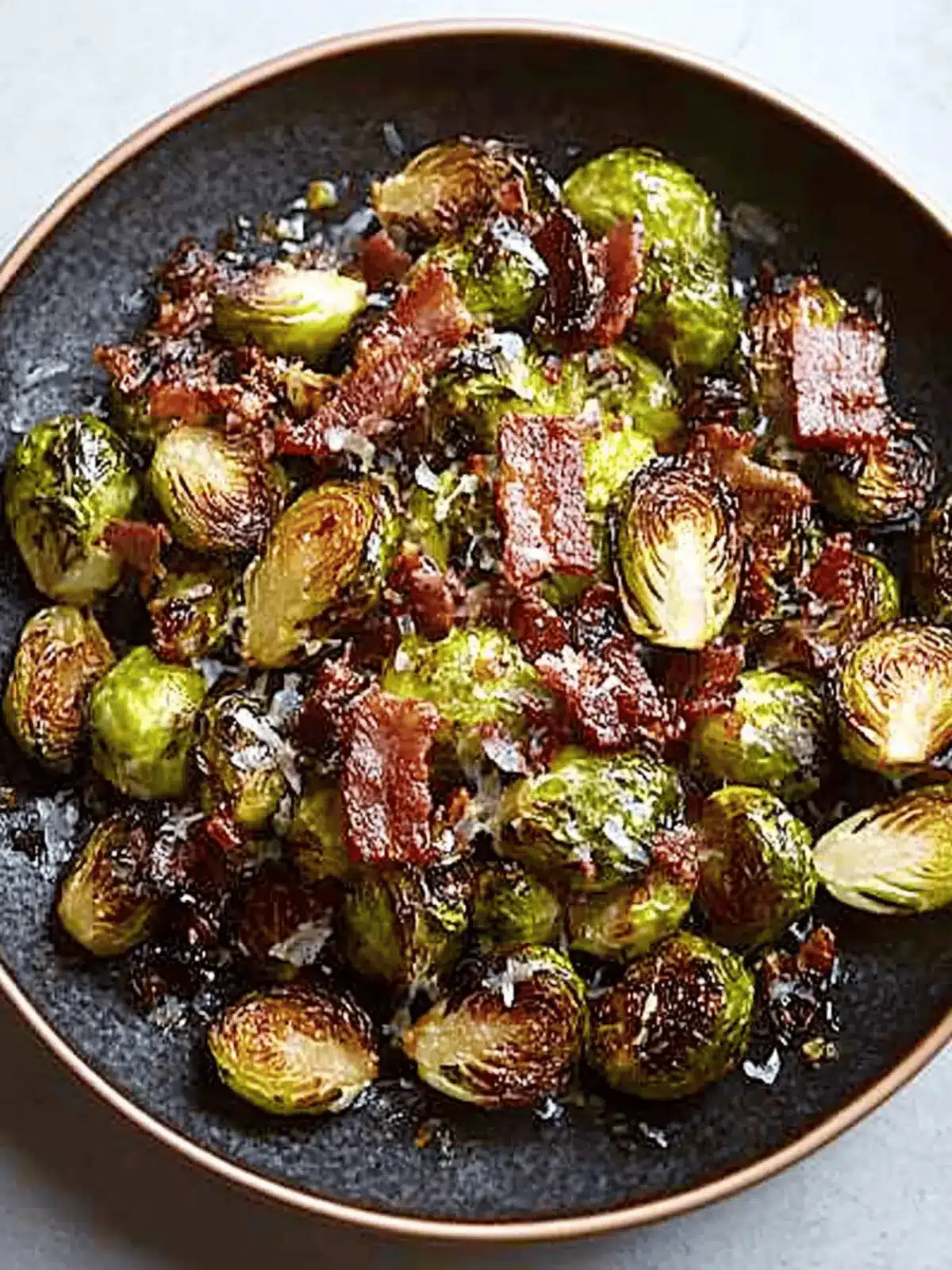 Crispy Roasted Brussels Sprouts with Bacon
