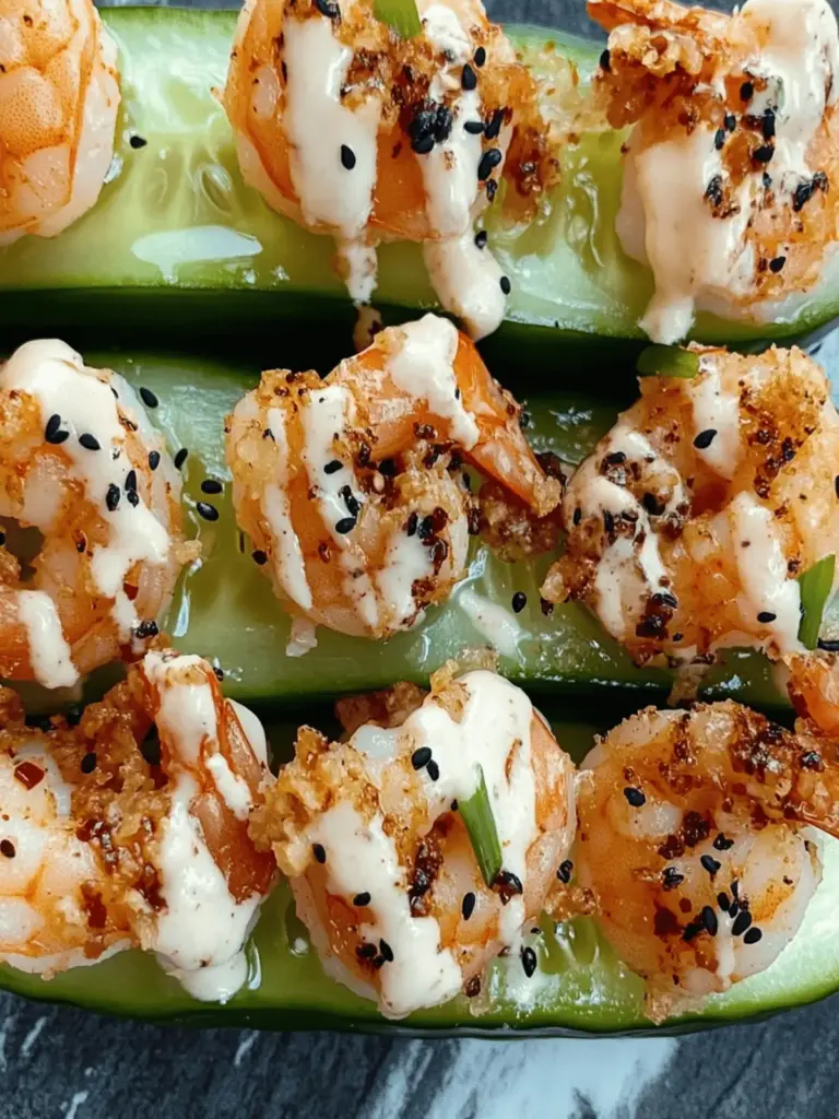 Spicy Shrimp Cucumber Sushi boats