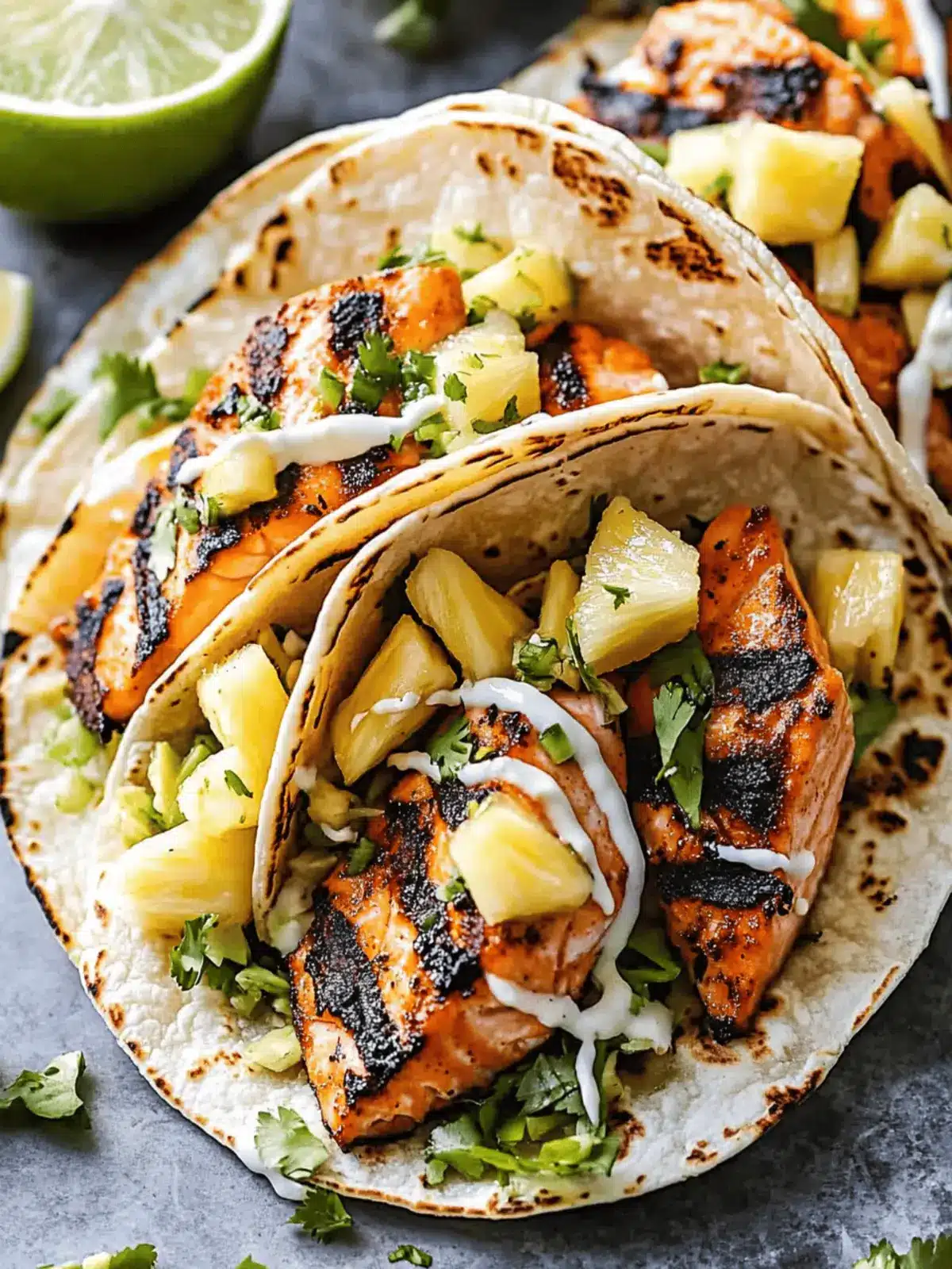 Chipotle Honey Salmon Tacos with Pineapple Salsa