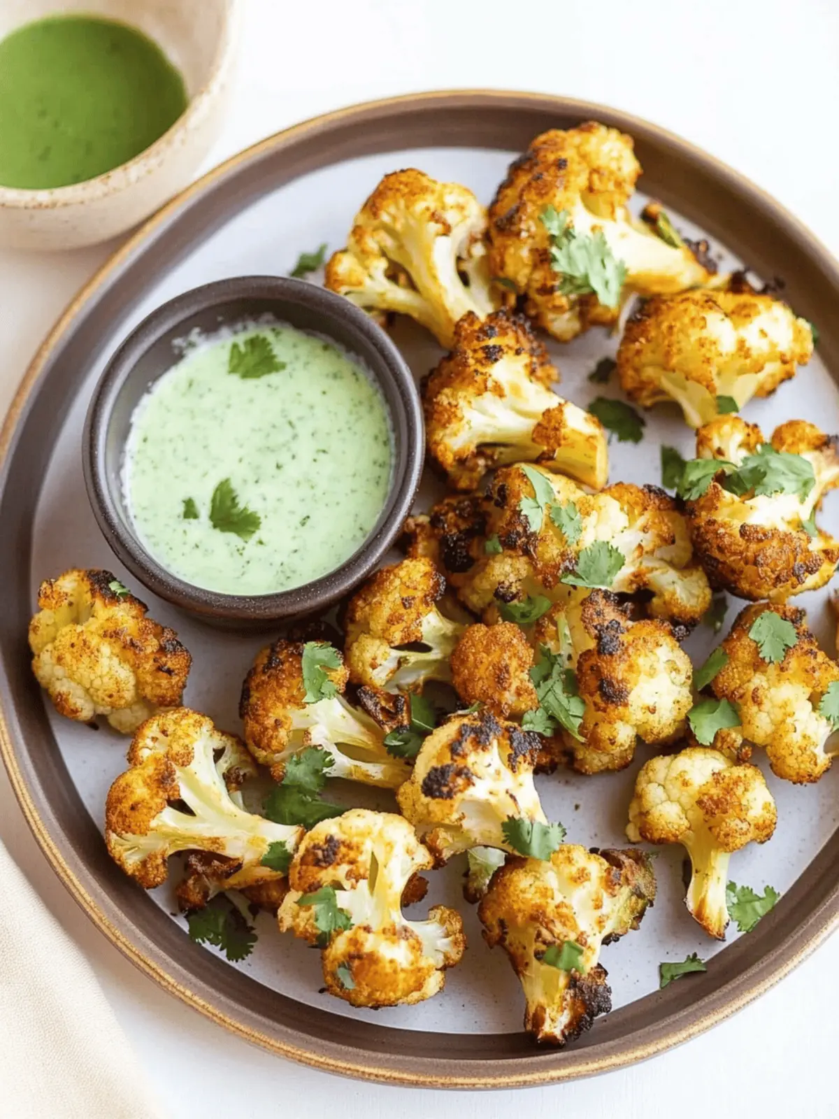 Air Fryer Cauliflower with Cilantro Yogurt Sauce