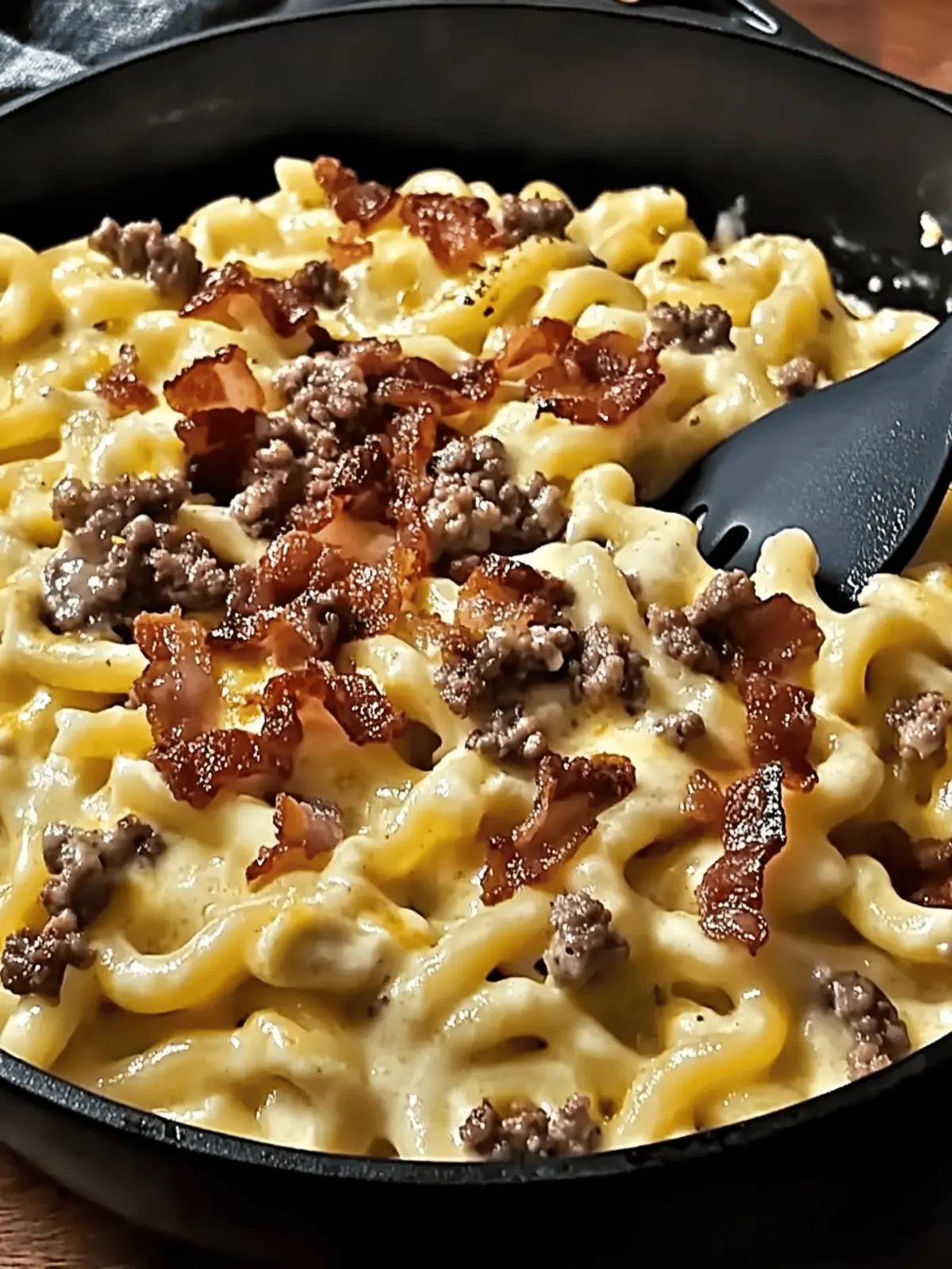 Loaded Bacon Cheeseburger Alfredo Pasta