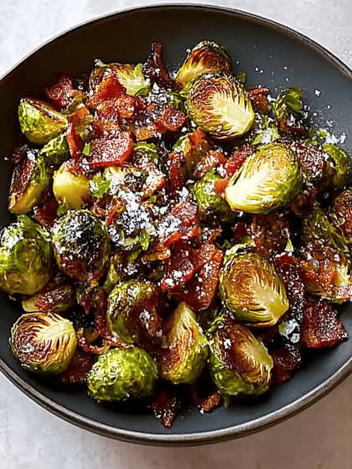 Crispy Roasted Brussels Sprouts with Bacon