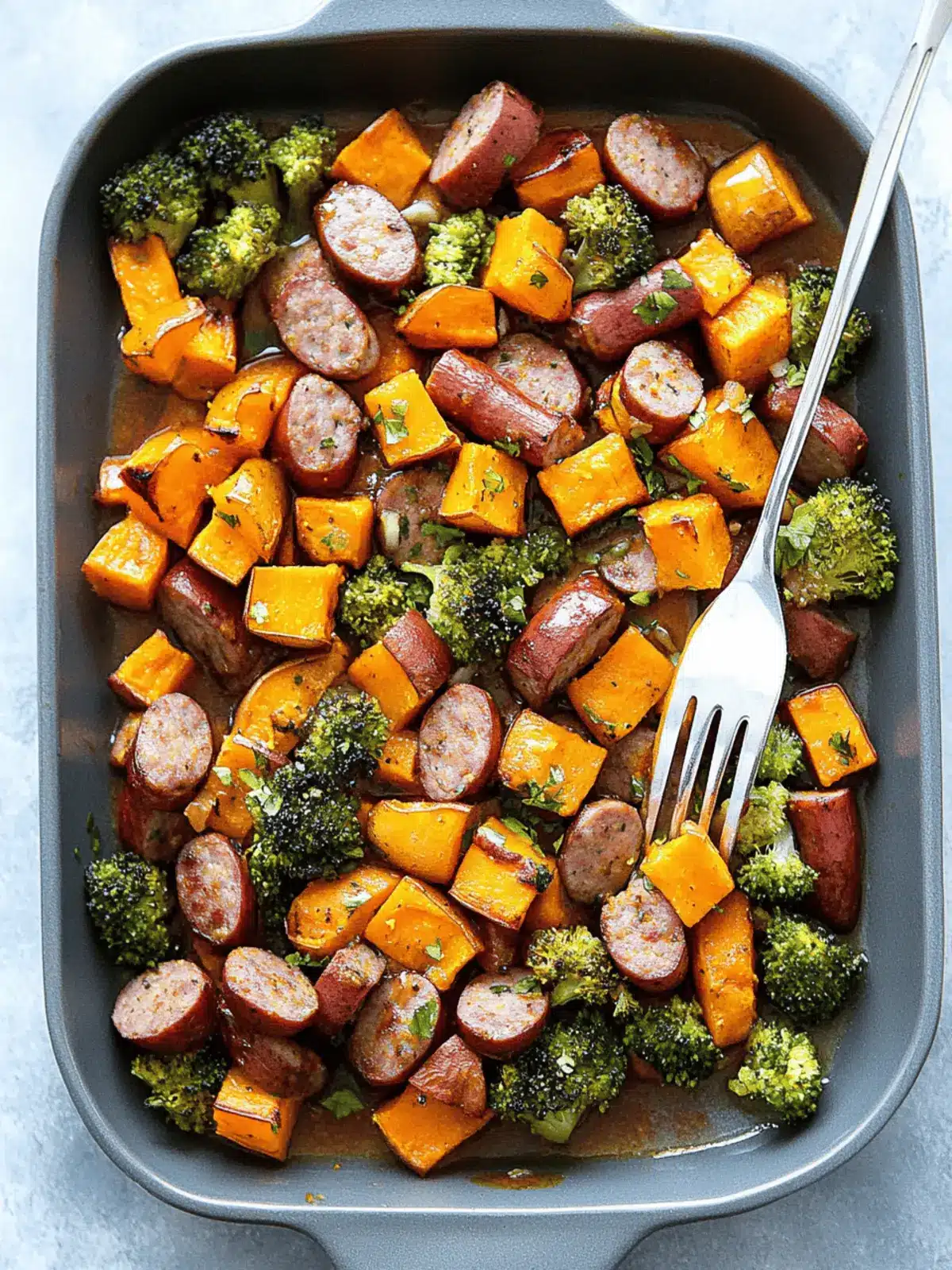 Sausage and Sweet Potatoes with Honey Garlic Sauce