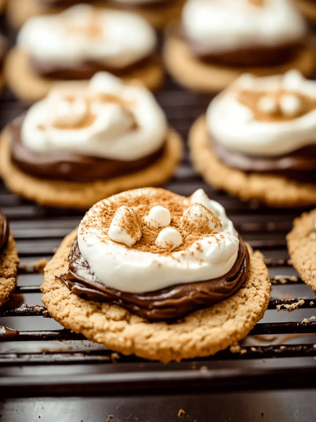 Soft and chewy graham cracker cookies topped with smooth chocolate fudge frosting and creamy marshmallow buttercream.