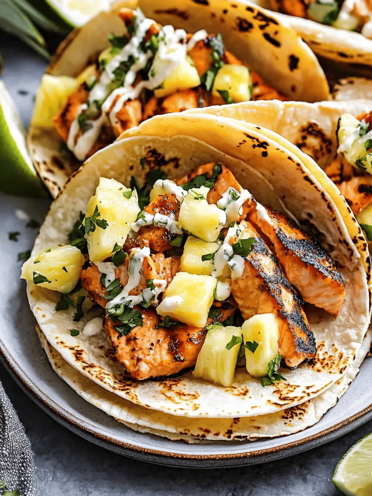 Chipotle Honey Salmon Tacos with Pineapple Salsa
