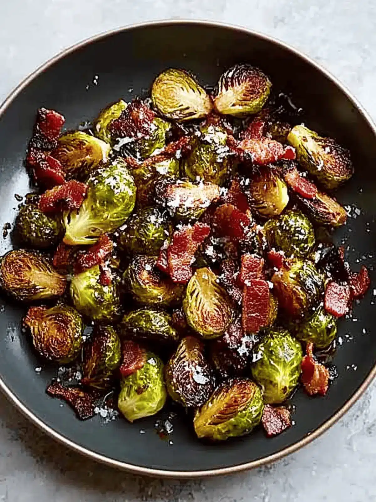 Crispy Roasted Brussels Sprouts with Bacon