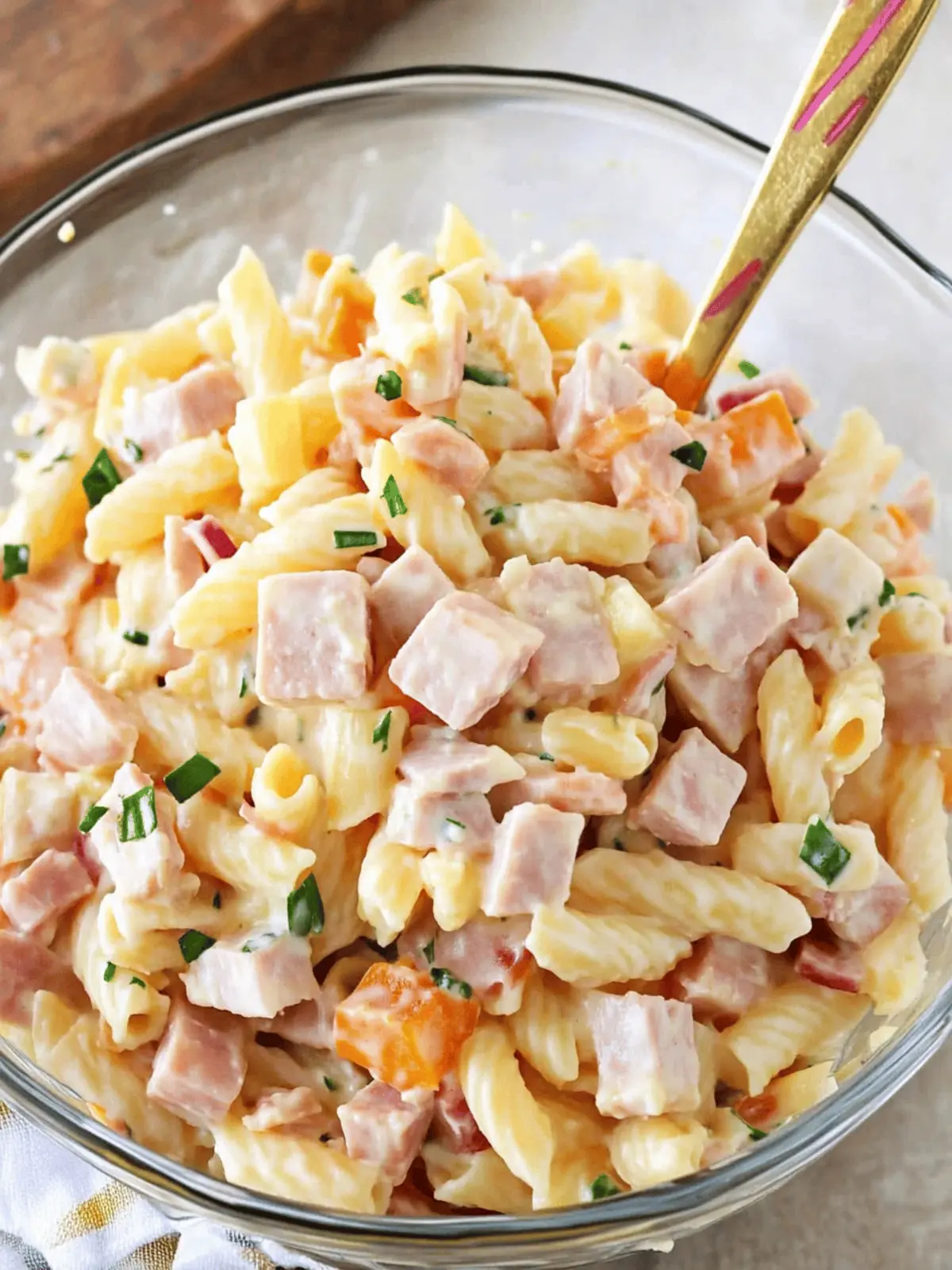 Creamy Ham and Cheese Pasta Salad