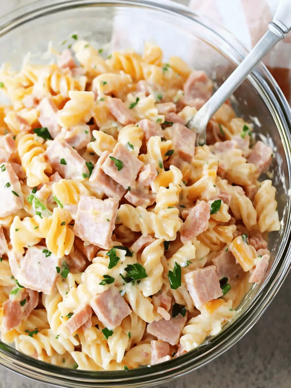Creamy Ham and Cheese Pasta Salad
