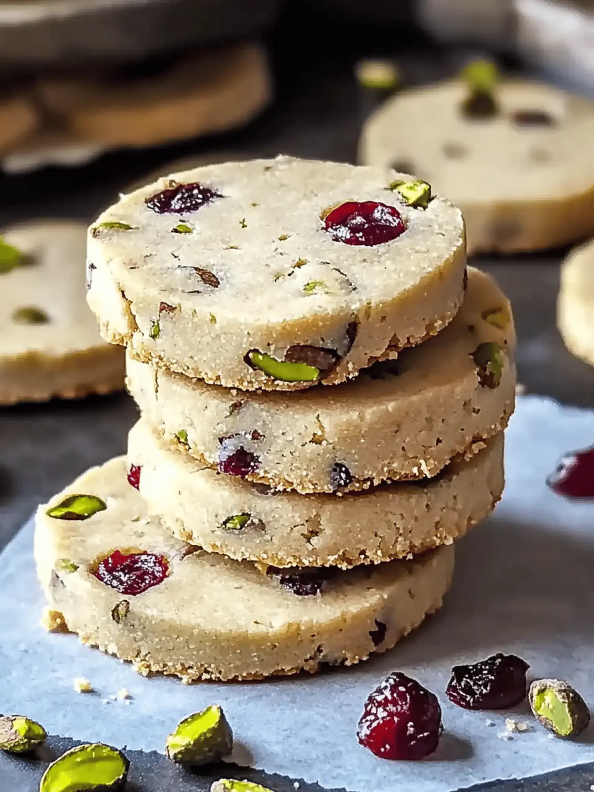 Cranberry Pistachio Shortbread Cookies