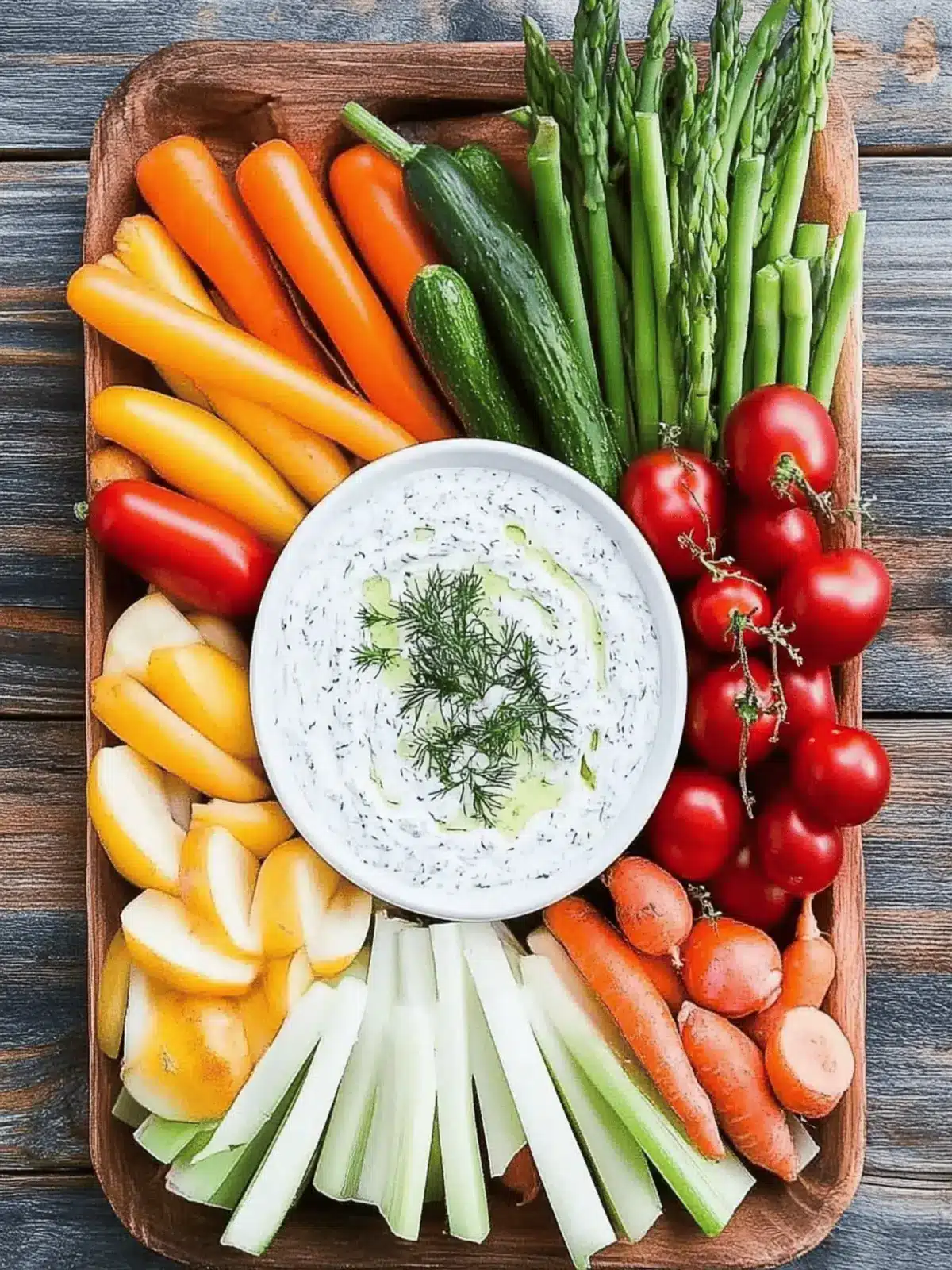Spring Vegetable Platter with Herbed Greek Yogurt Dip
