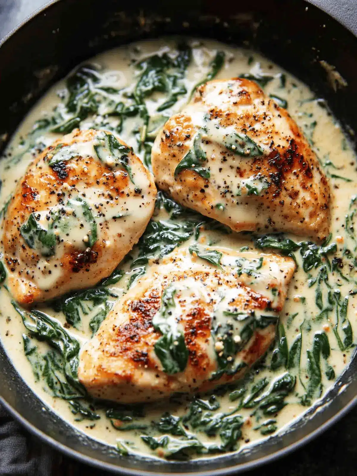 Creamy Chicken Breast in Spinach Parmesan Sauce