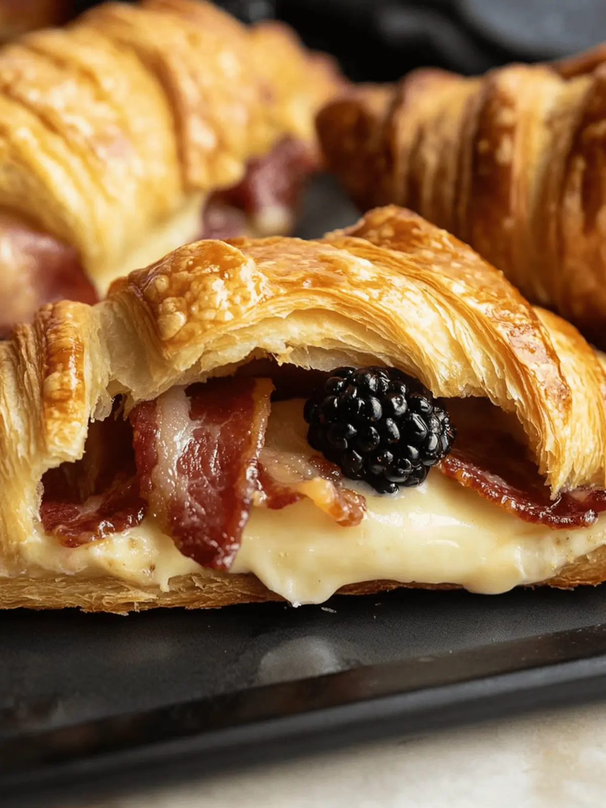Brie, Blackberry and Bacon Filled Croissants