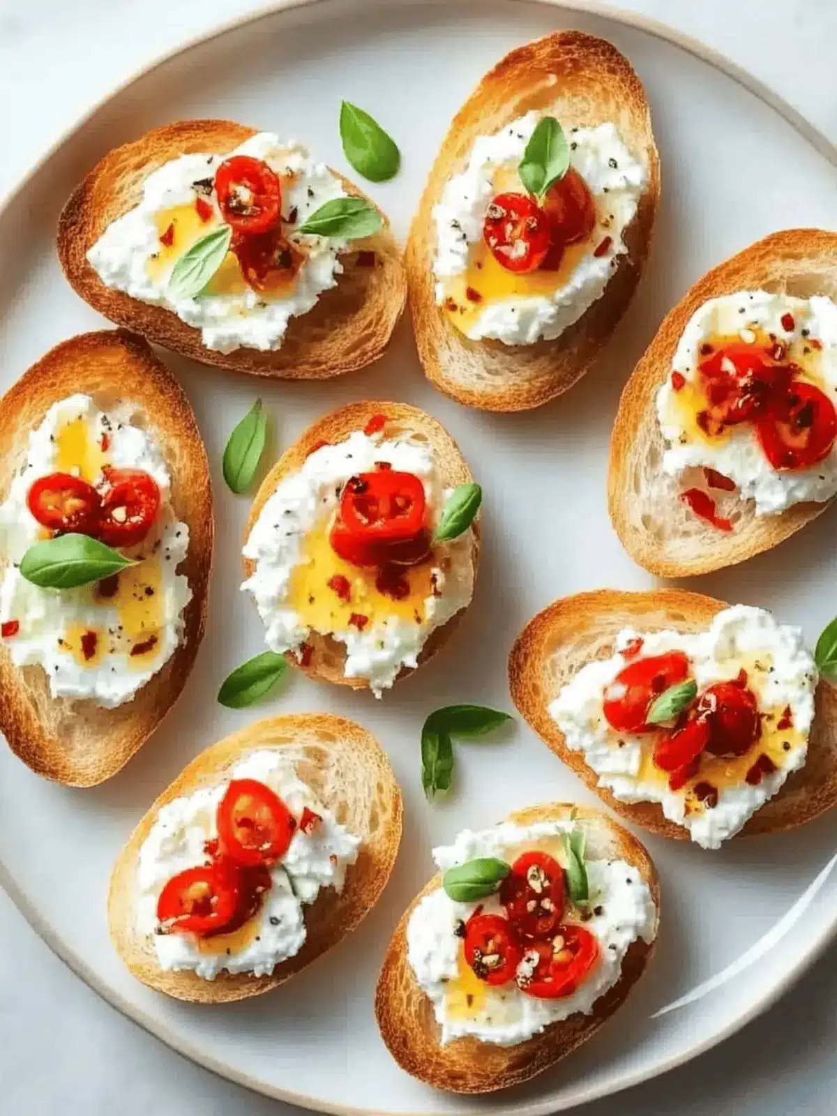 Sweet and Spicy Whipped Feta Crostini