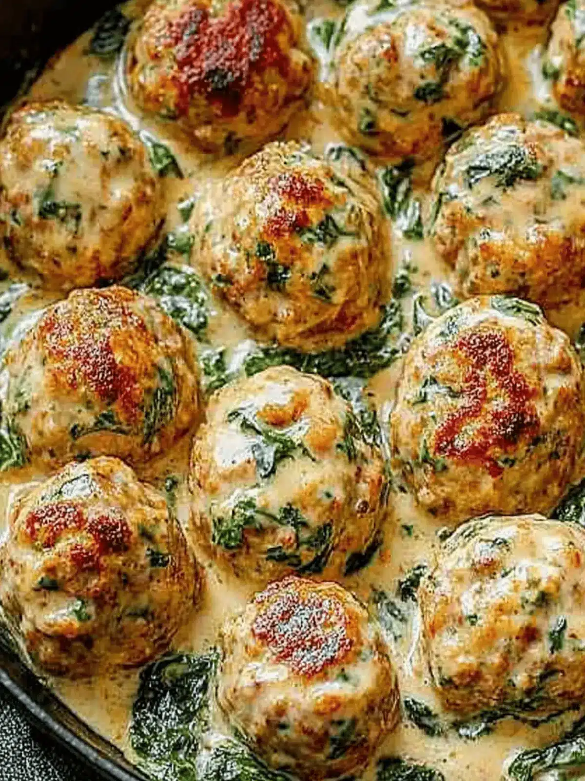 Creamy Spinach Turkey Meatballs