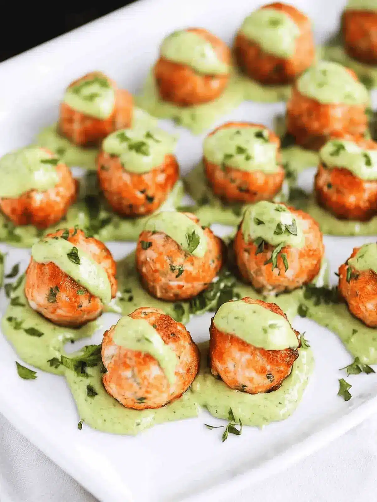 Salmon Balls with Creamy Avocado Sauce