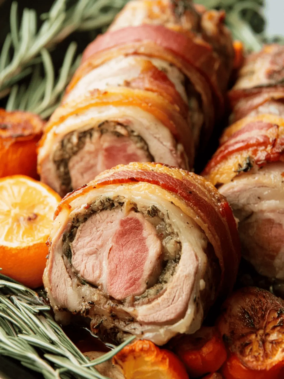 Stuffed Pork Tenderloin Wrapped in Bacon