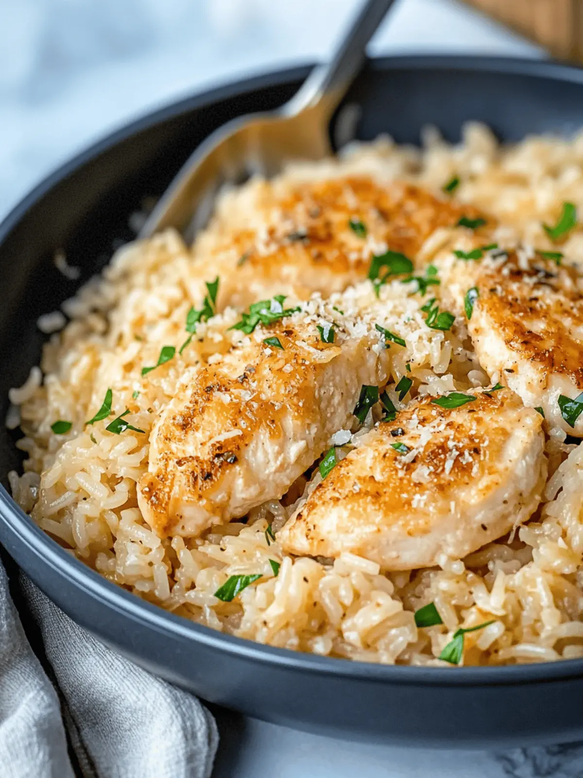 Chicken Scampi with Garlic Parmesan Rice