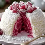 Raspberry Swirl Coconut Snowball Cake