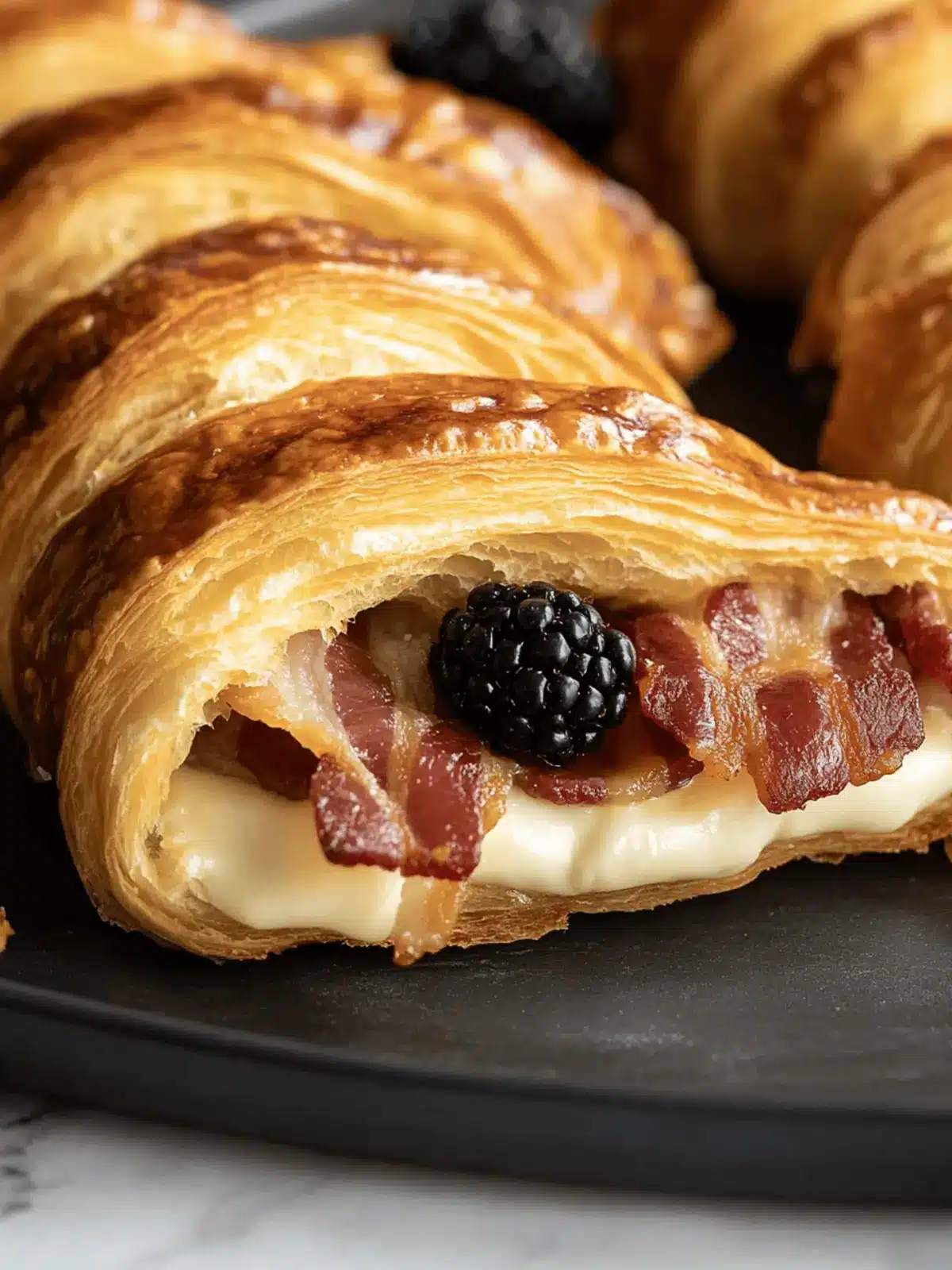 Brie, Blackberry and Bacon Filled Croissants