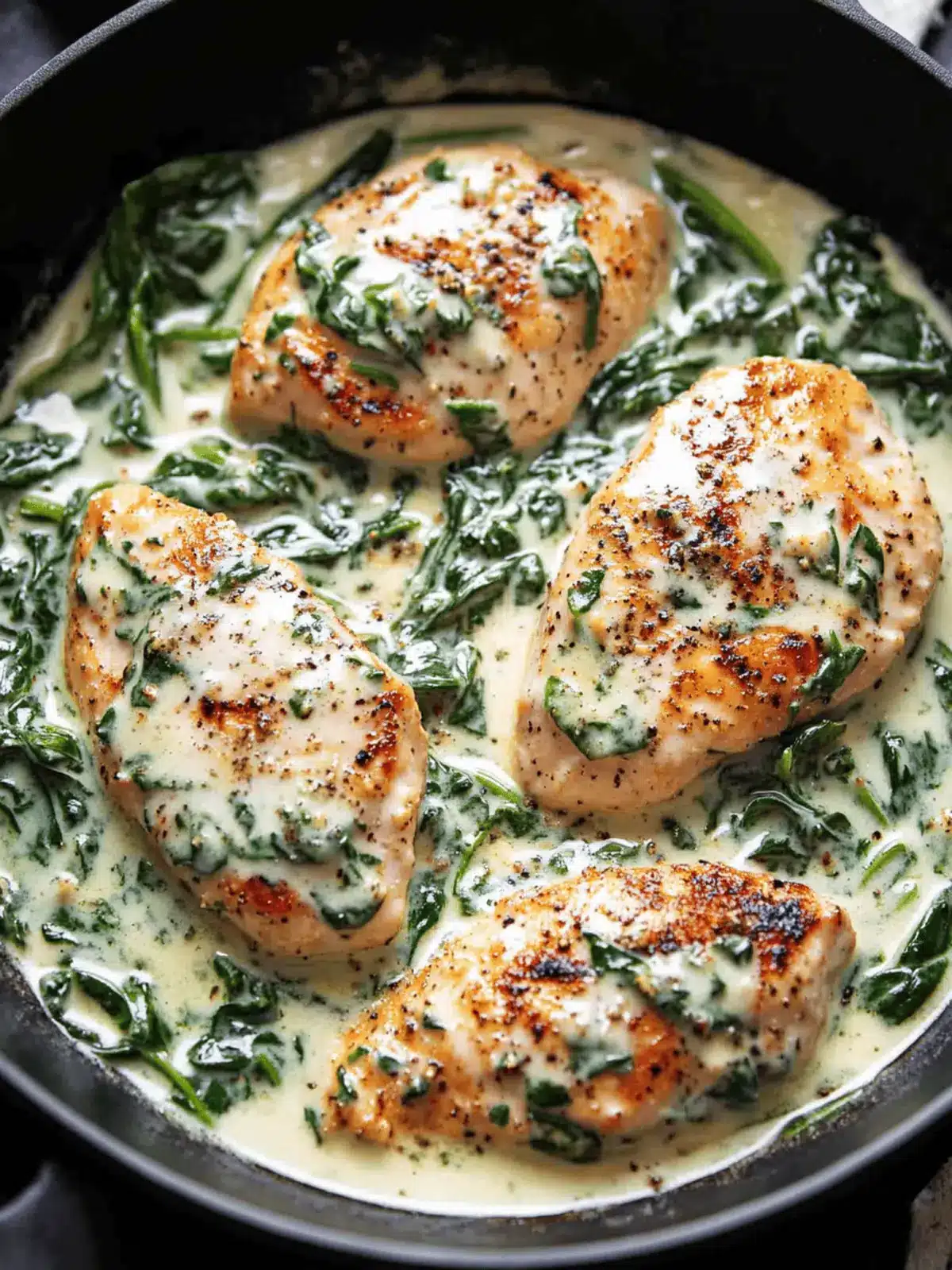 Creamy Chicken Breast in Spinach Parmesan Sauce