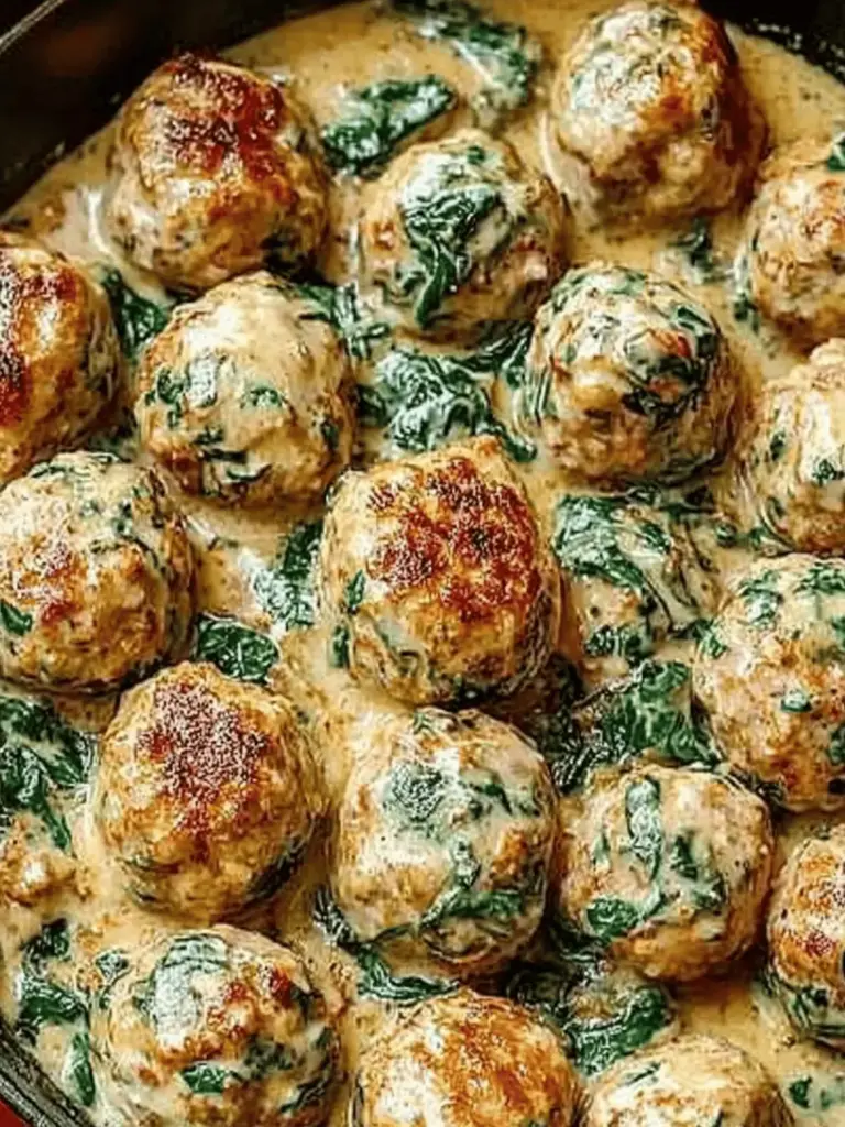 Creamy Spinach Turkey Meatballs