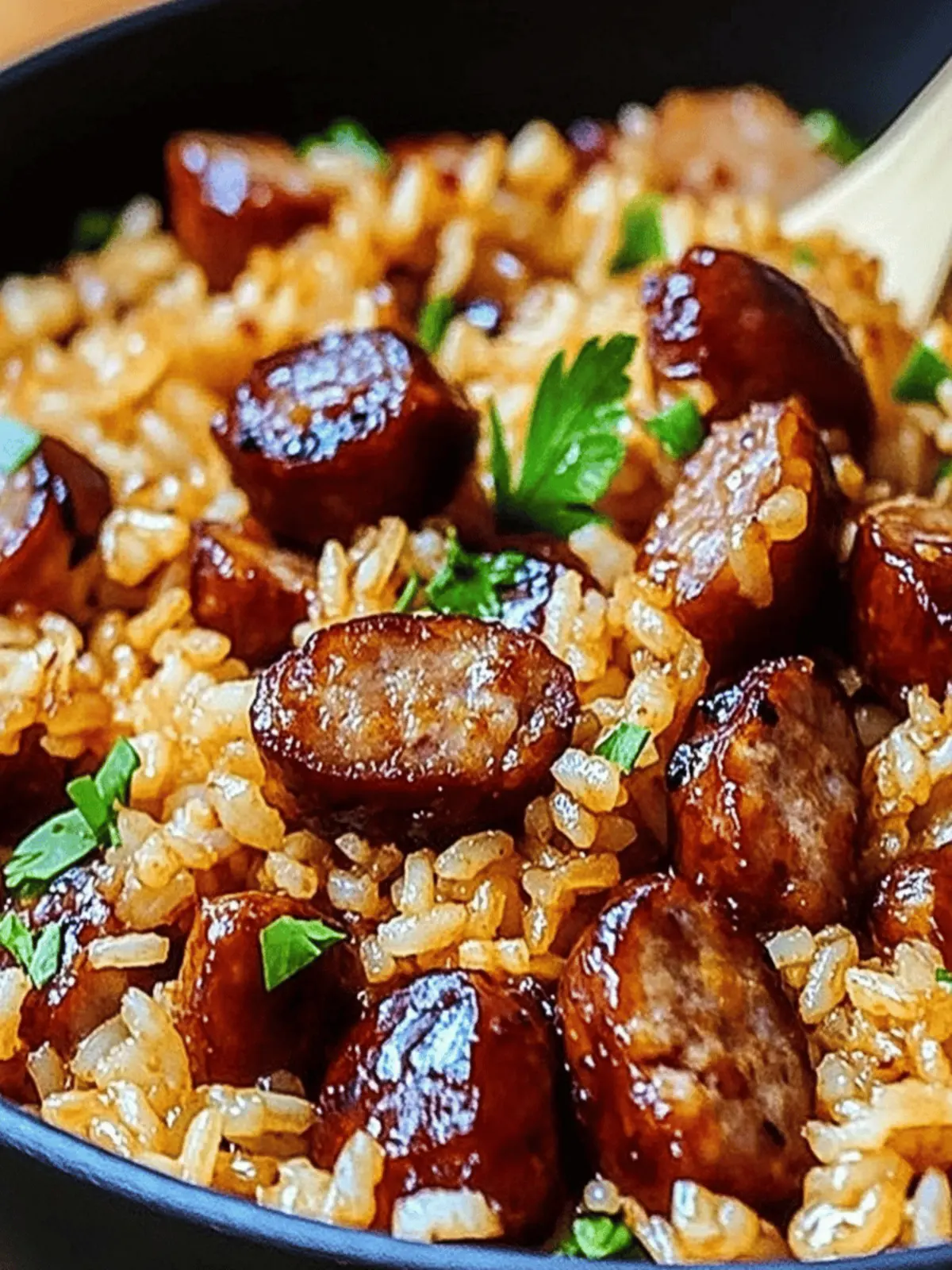 Delicious One-Pan Sweet and Tangy BBQ Sausage Rice in 30 Minutes 4 One-Pan Sweet and Tangy BBQ Sausage Rice