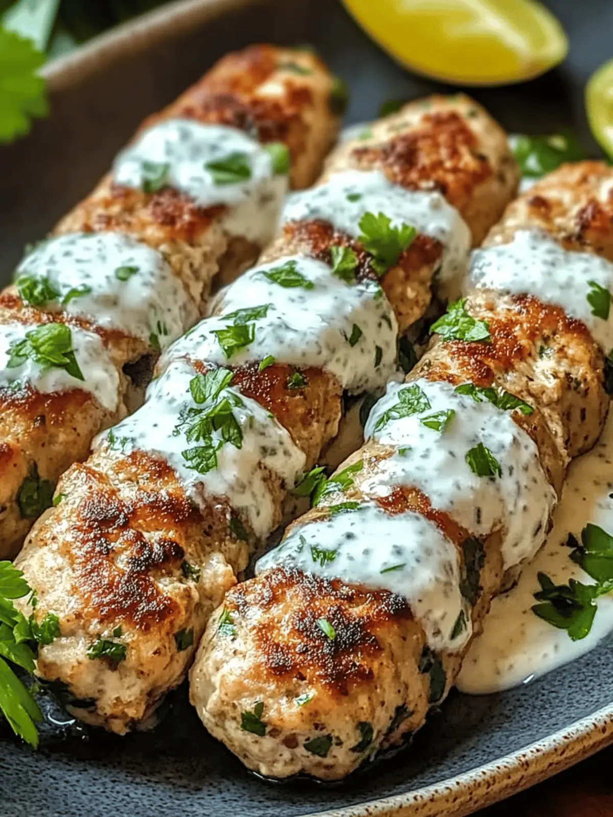 Chicken Kofta with Garlic Yogurt Sauce: A Flavorful Easy Dinner 4 Chicken Kofta with Garlic Yogurt Sauce