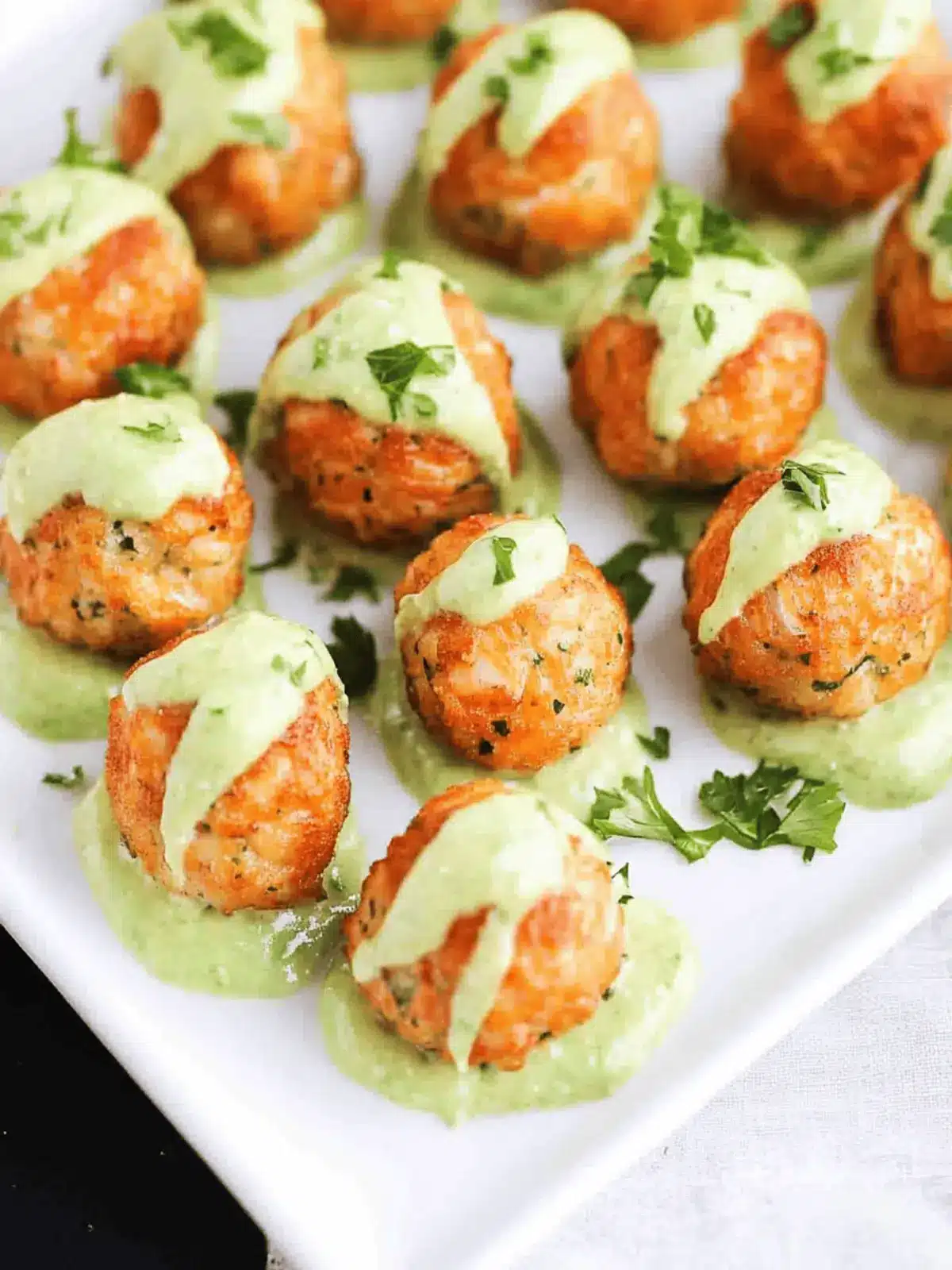 Salmon Balls with Creamy Avocado Sauce