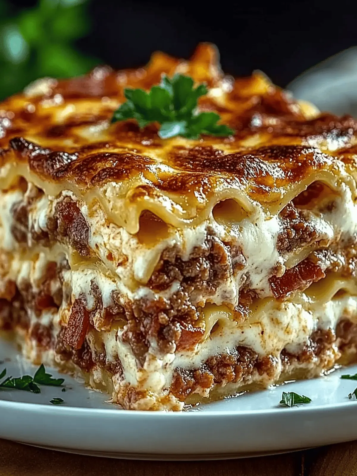 Parmesan Garlic Bacon Cheeseburger Lasagna