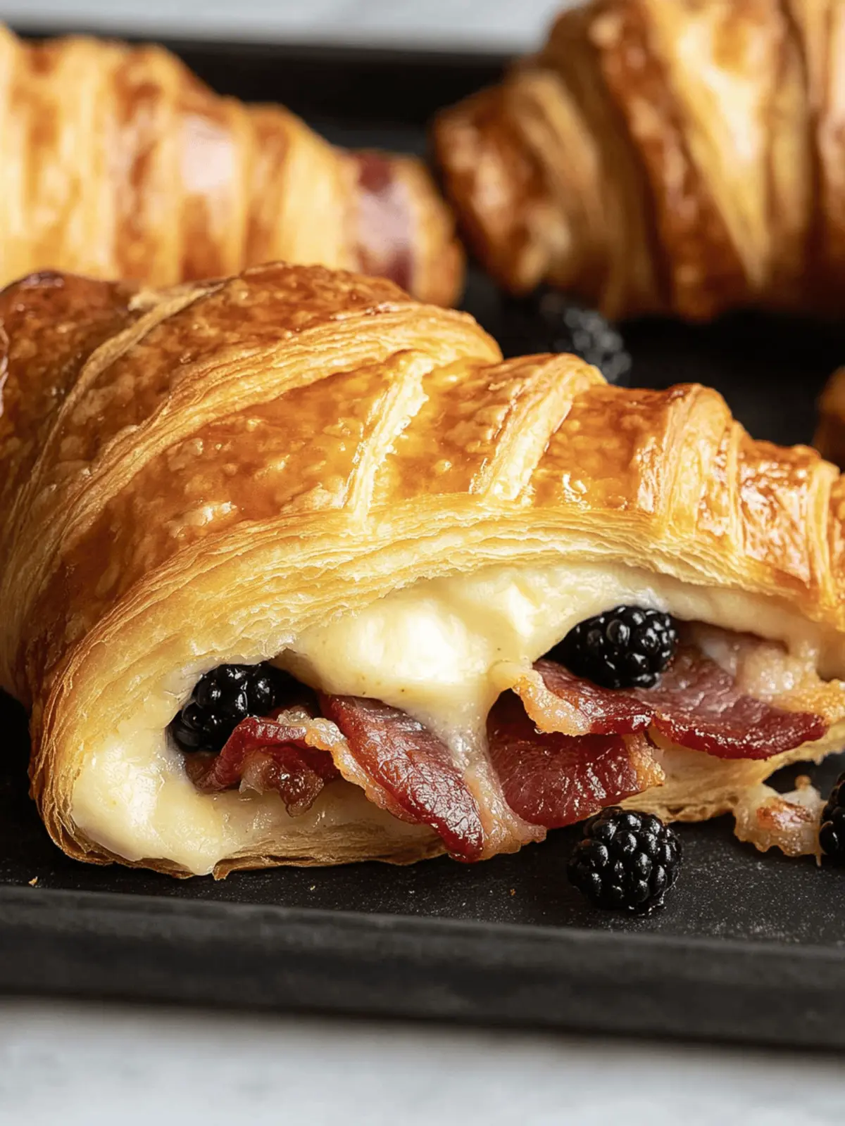 Brie, Blackberry and Bacon Filled Croissants