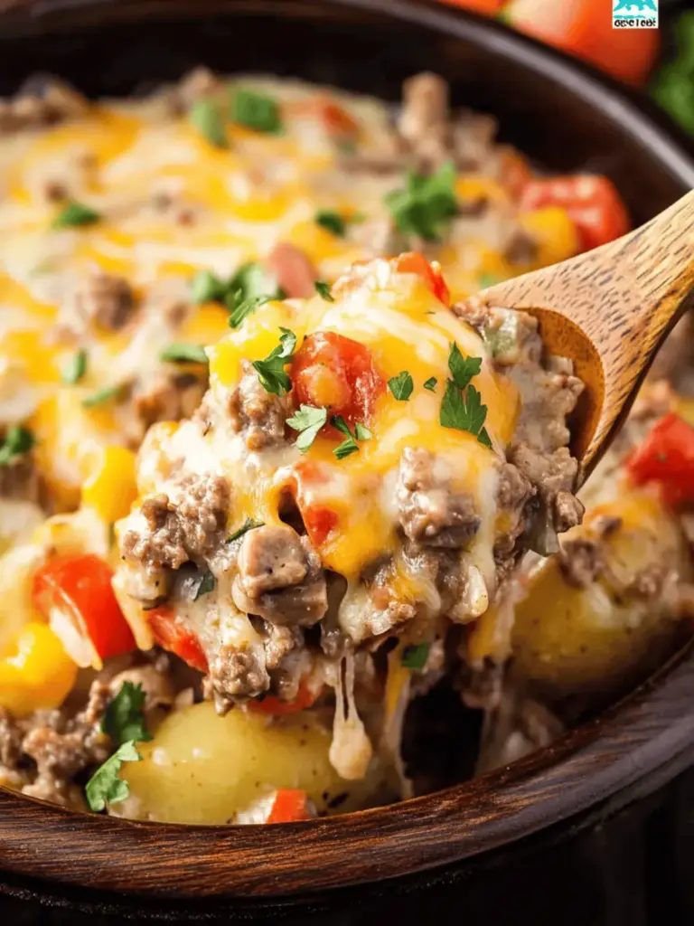Crockpot Cheesesteak Potato