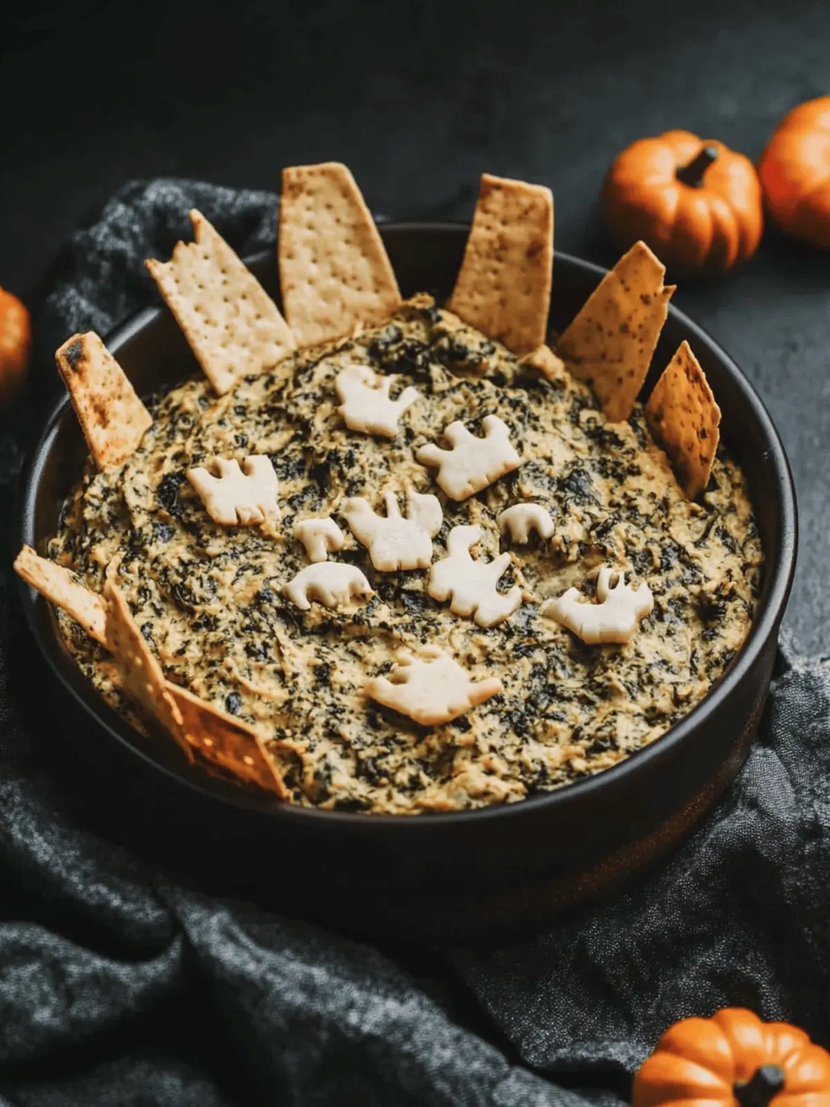 Spooky Halloween Graveyard Spinach Dip