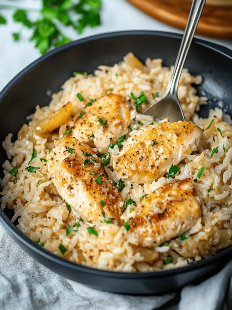 Chicken Scampi with Garlic Parmesan Rice