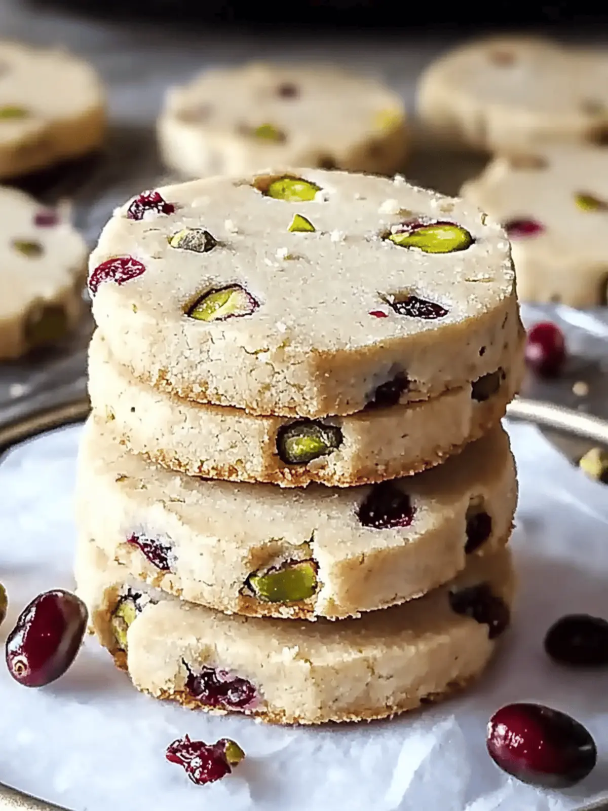 Cranberry Pistachio Shortbread Cookies