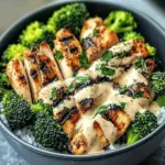 Grilled Chicken & Broccoli Bowls with Creamy Garlic Sauce