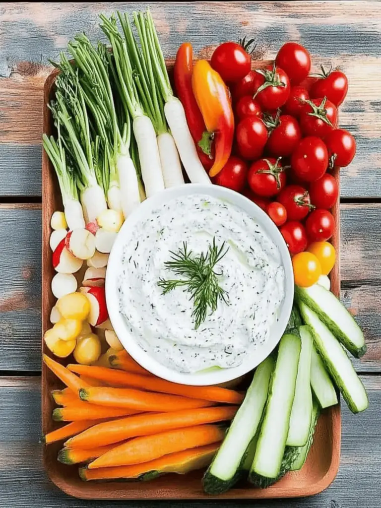 Spring Vegetable Platter with Herbed Greek Yogurt Dip