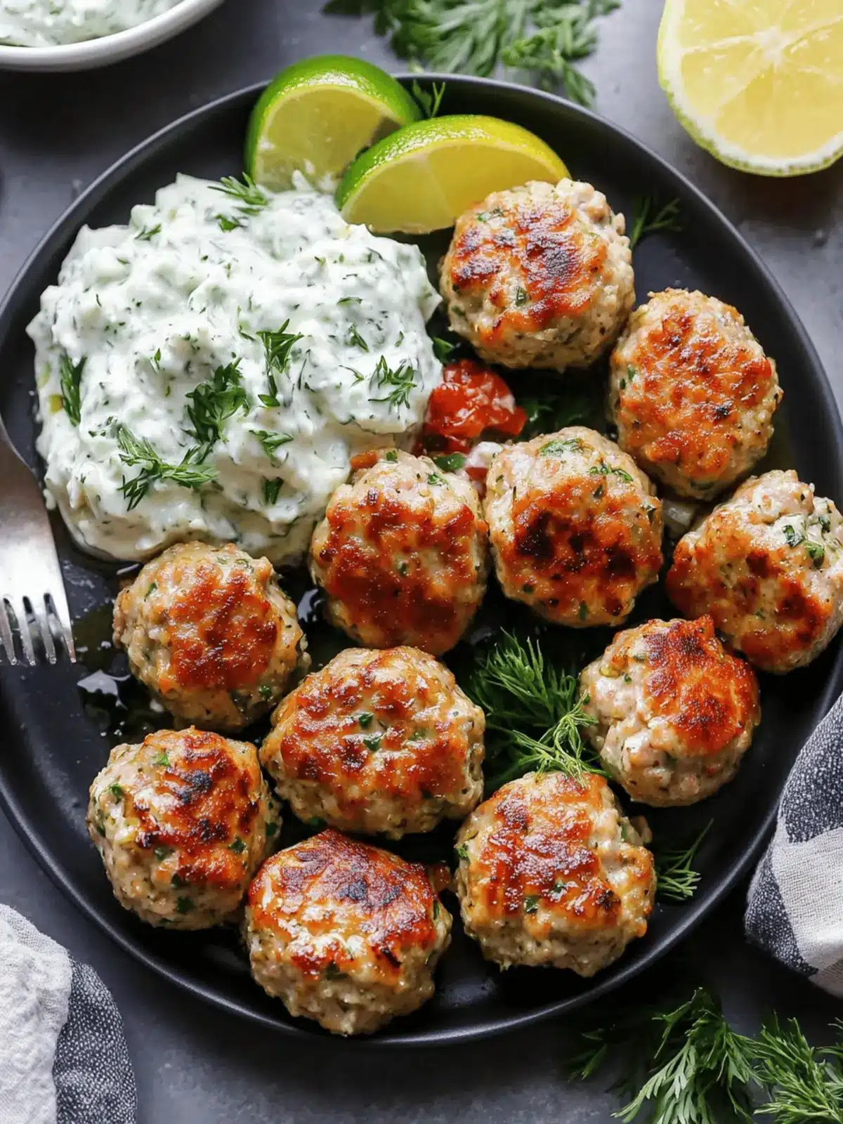 Savory Greek Turkey Meatballs with Zesty Tzatziki Sauce 4 Greek Turkey Meatballs with Tzatziki Sauce