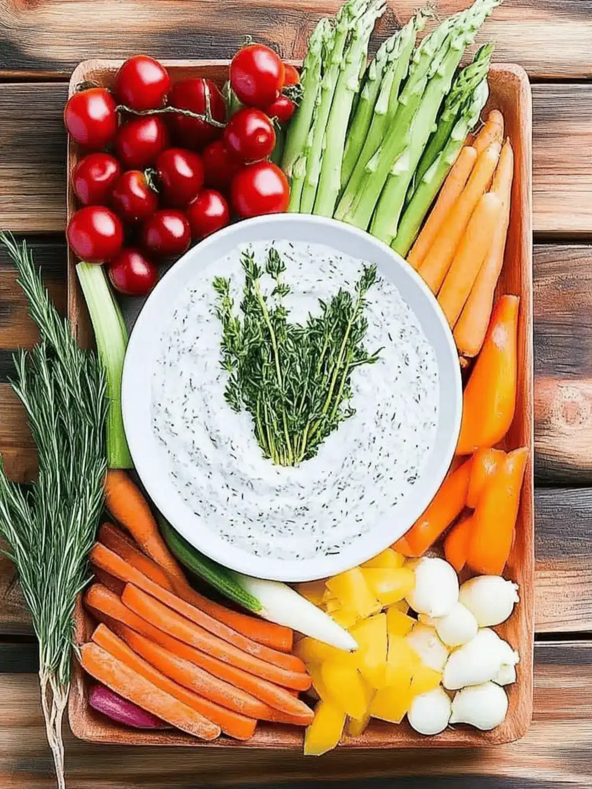 Spring Vegetable Platter with Herbed Greek Yogurt Dip