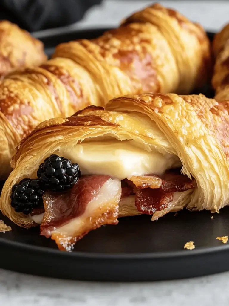 Brie, Blackberry and Bacon Filled Croissants