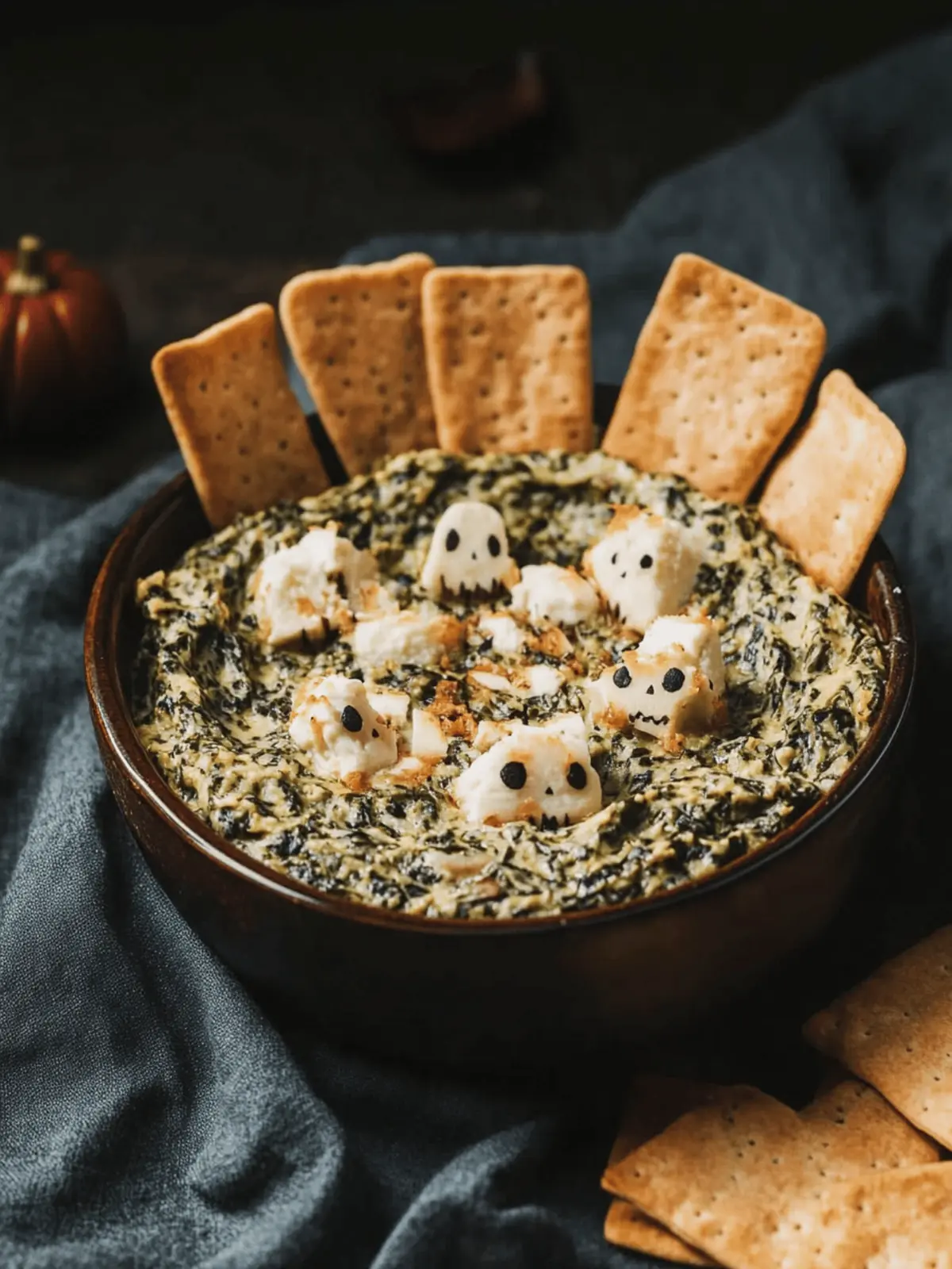Spooky Halloween Graveyard Spinach Dip