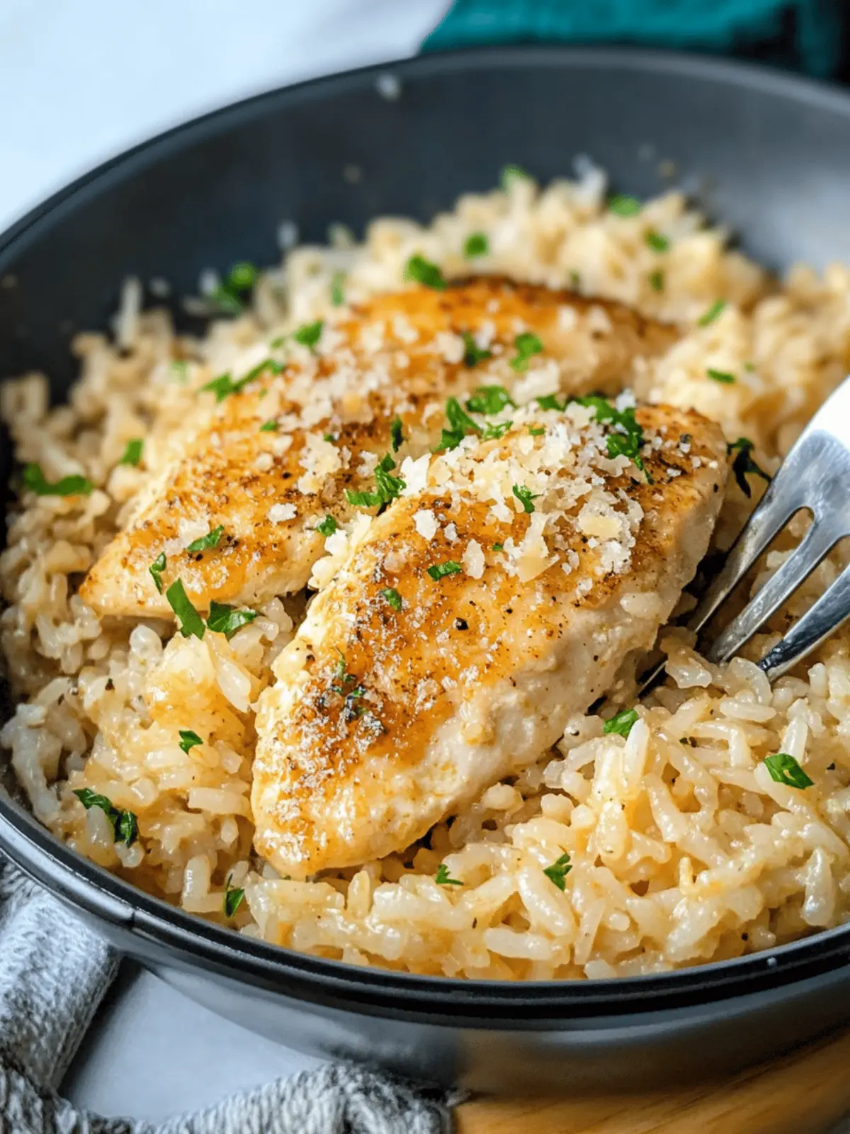 Chicken Scampi with Garlic Parmesan Rice