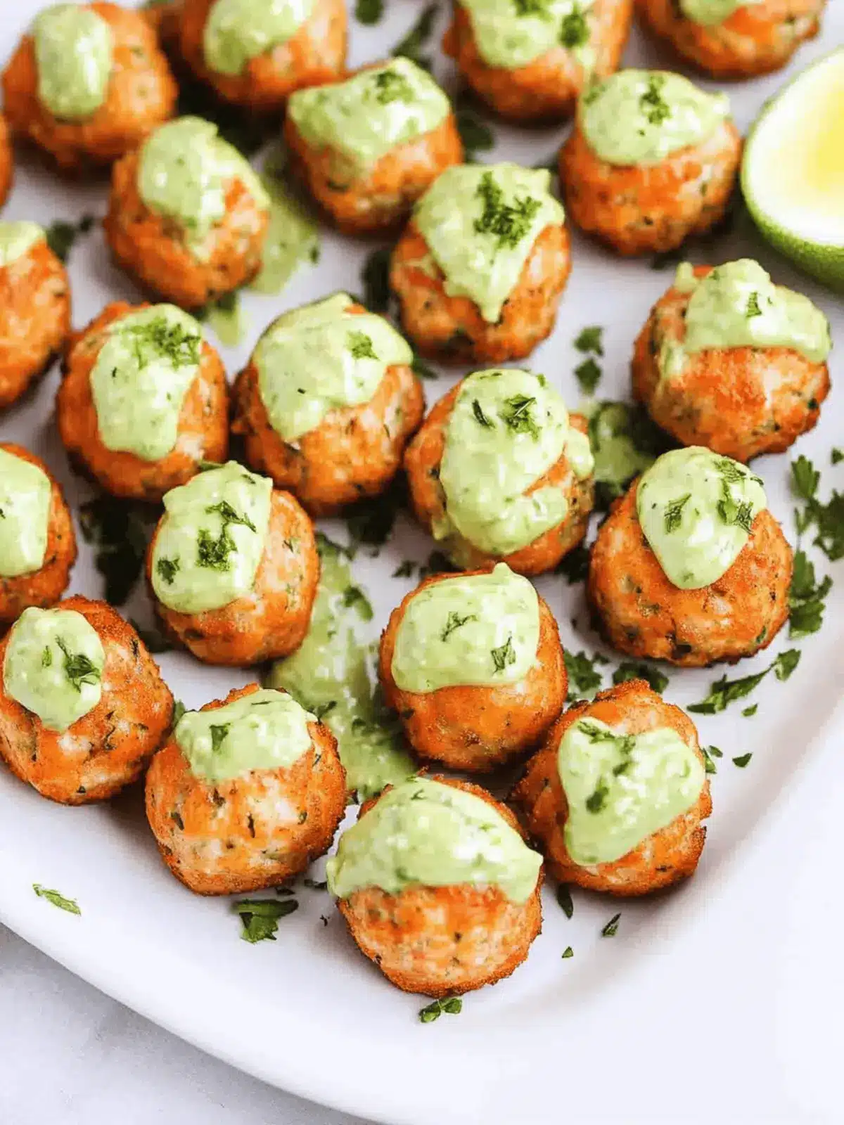 Salmon Balls with Creamy Avocado Sauce